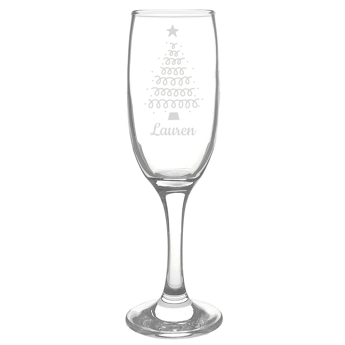 Personalised Christmas Tree Champagne Flute with personalised text, view 3