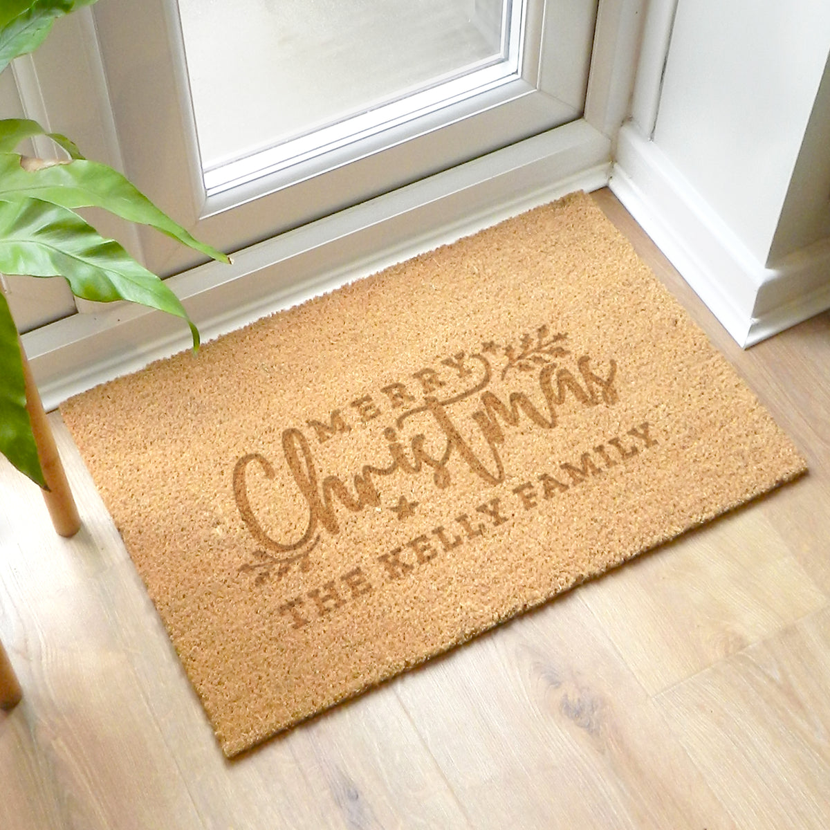 Personalised Merry Christmas Indoor Doormat with personalised text, view 6