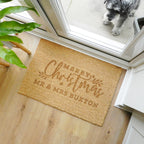 Personalised Merry Christmas Indoor Doormat with personalised text, view 3