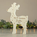 Personalised My 1st Christmas Wooden Reindeer with personalised text, view 5