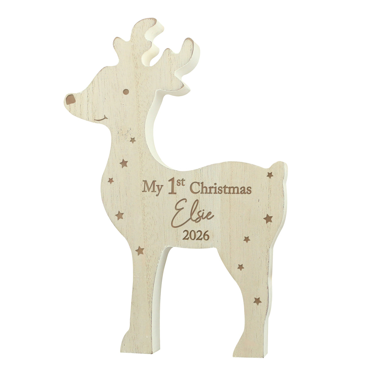 Personalised My 1st Christmas Wooden Reindeer with personalised text, view 4