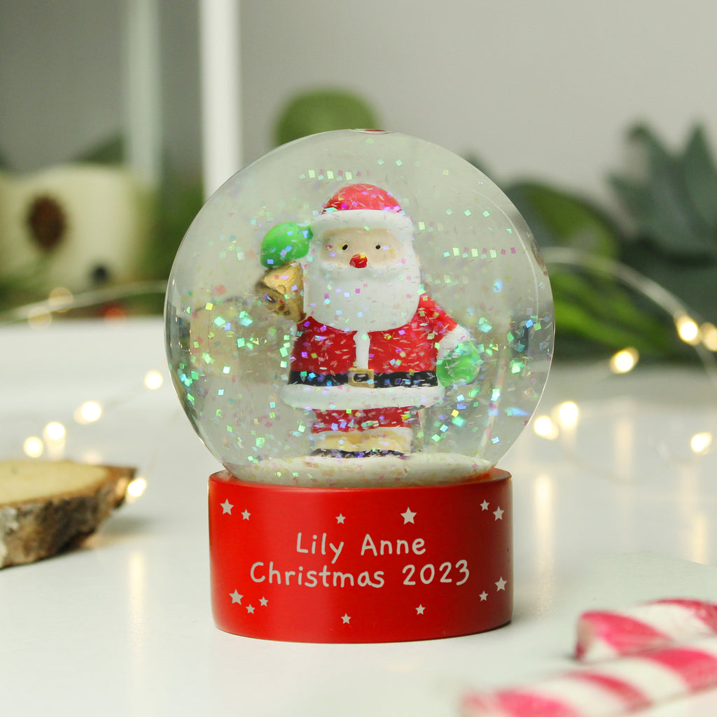 Personalised Santa Snow Globe with glitter