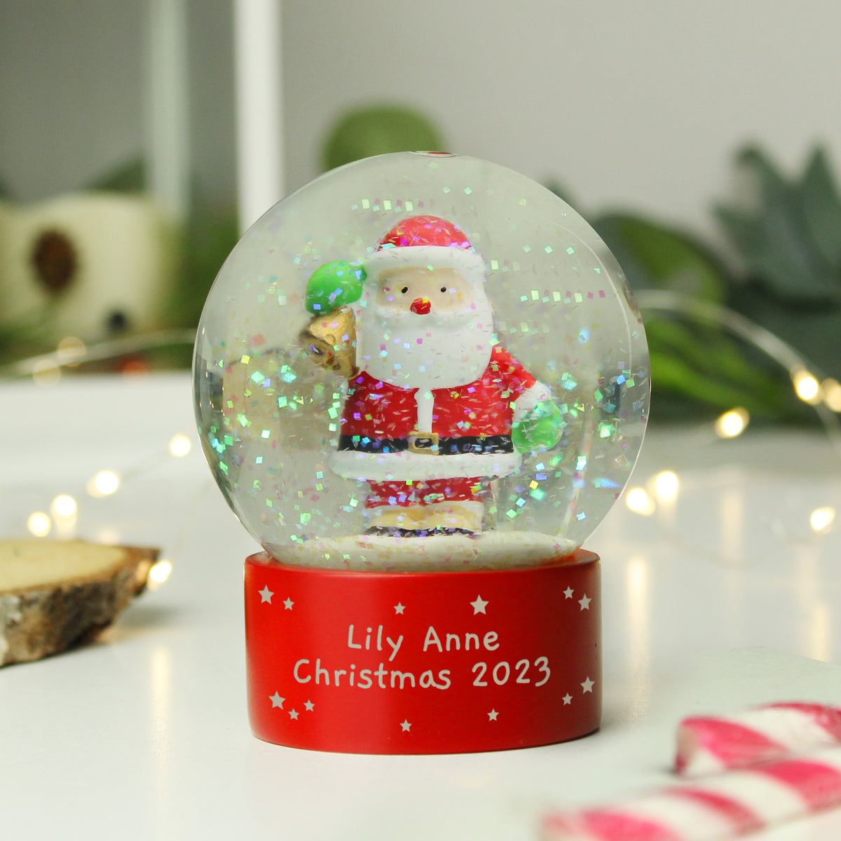 Personalised Santa Snow Globe with glitter