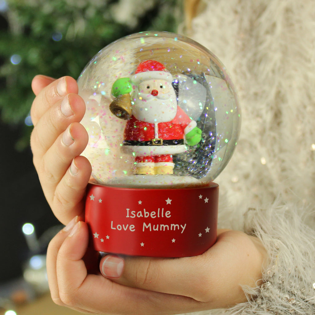Personalised Santa Snow Globe with personalised text, view 2