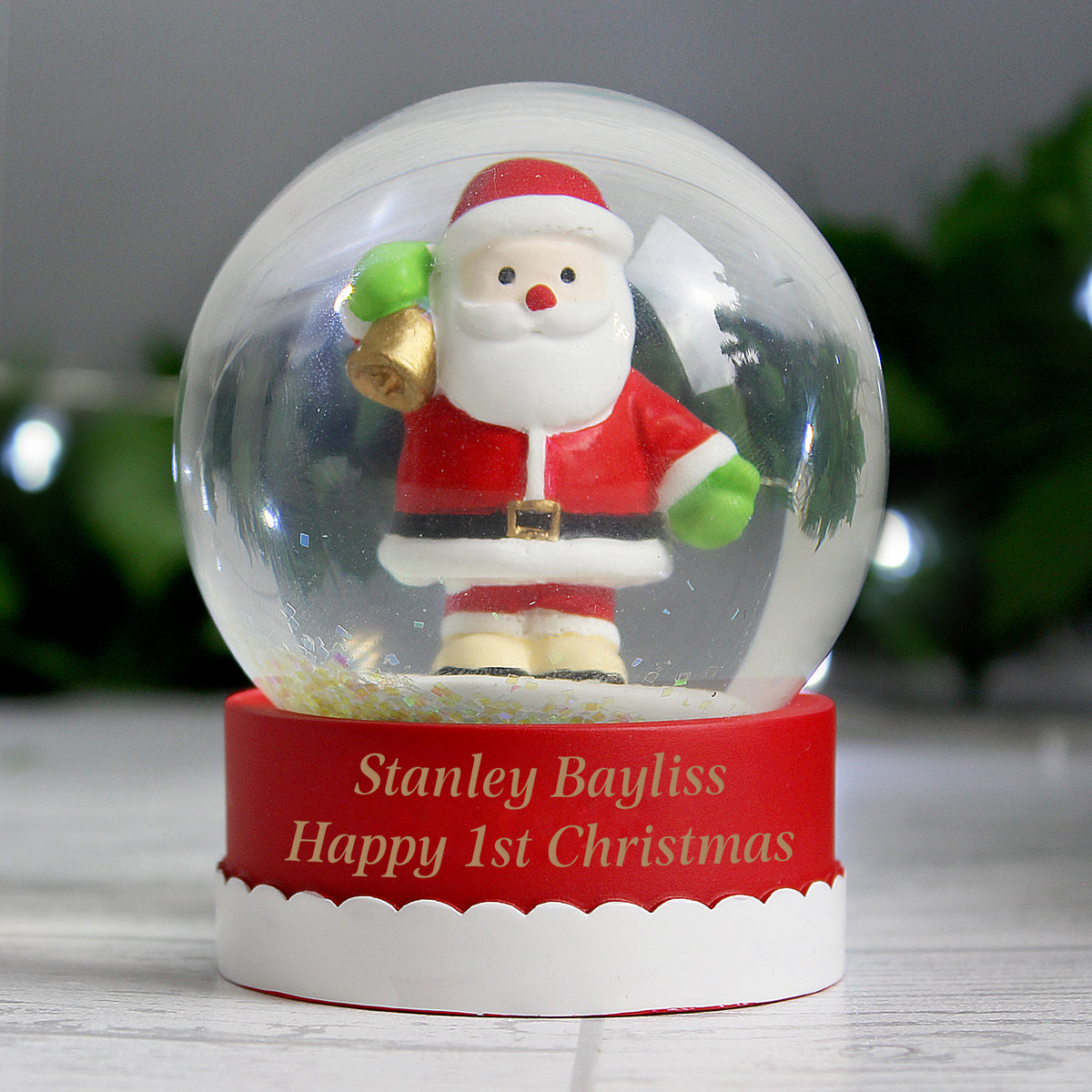 Personalised Santa Snow Globe with personalised text, view 6