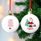 Personalised Santa and Presents Bauble with personalised text, view 2