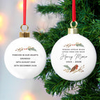 Personalised Robins Appear Memorial Bauble with personalised text, view 3