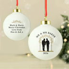 Personalised Mr & Mr Christmas Bauble with personalised text, view 5