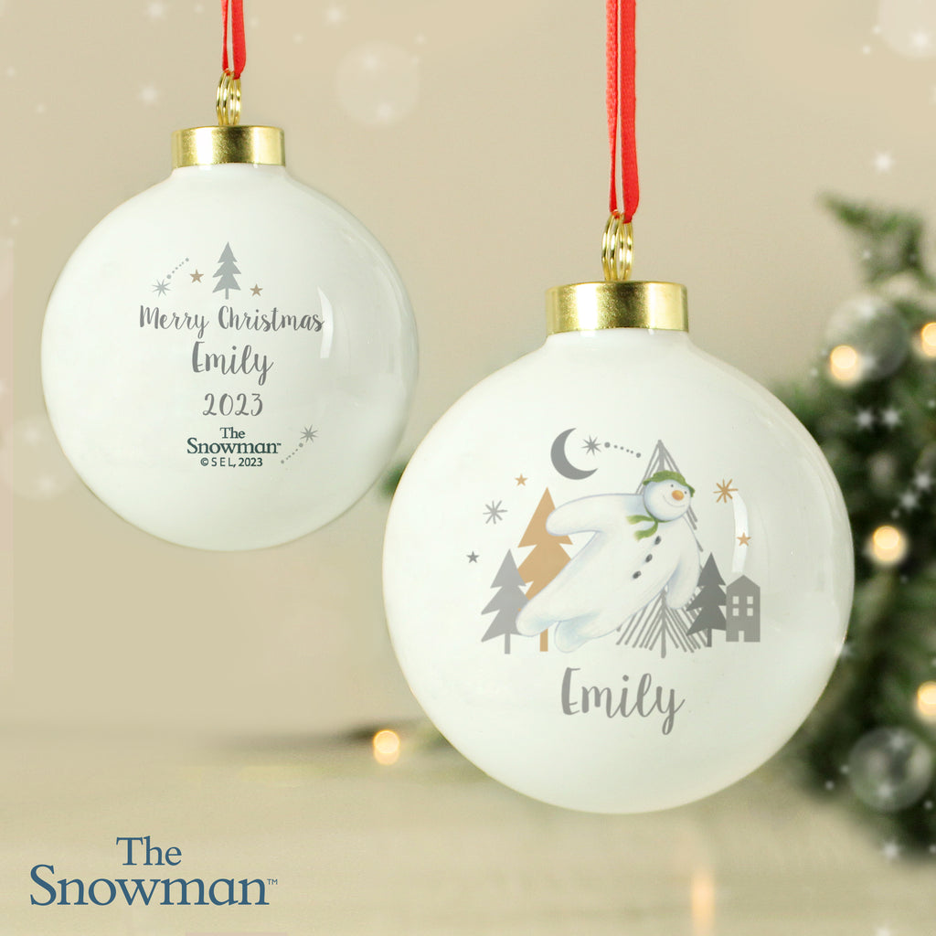 Personalised The Snowman Magical Adventure Bauble with personalised text, view 3