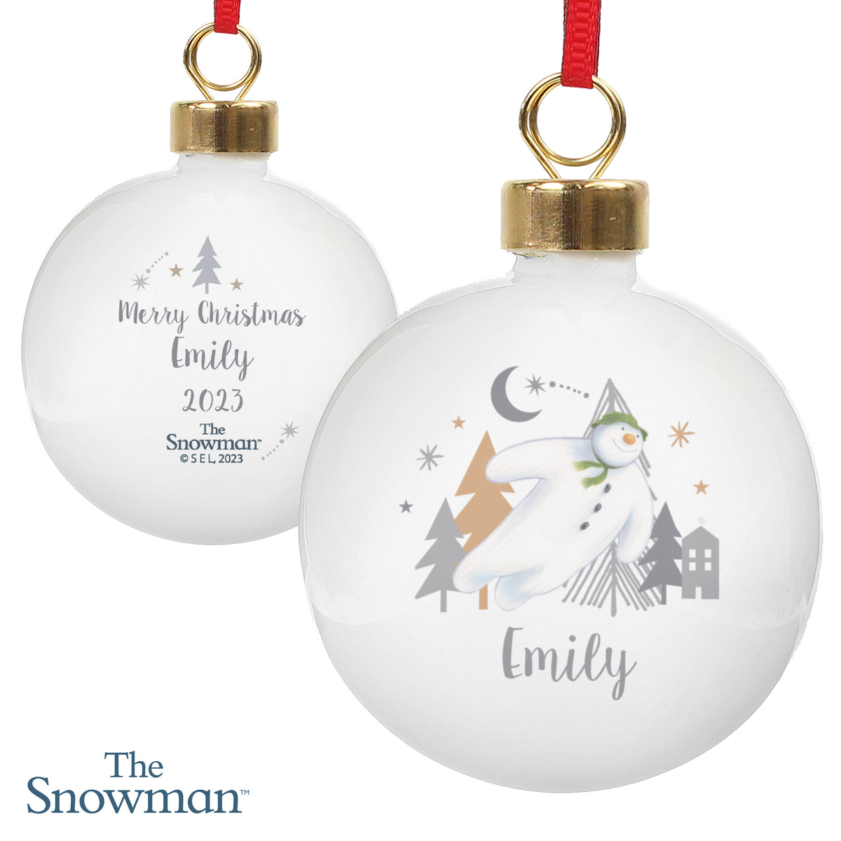 Personalised The Snowman Magical Adventure Bauble with personalised text, view 4