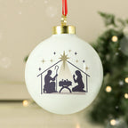 Personalised Nativity Bauble with personalised text, view 3