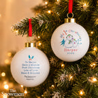 Personalised The Snowman My 1st Christmas Ceramic Bauble with personalised text, view 2