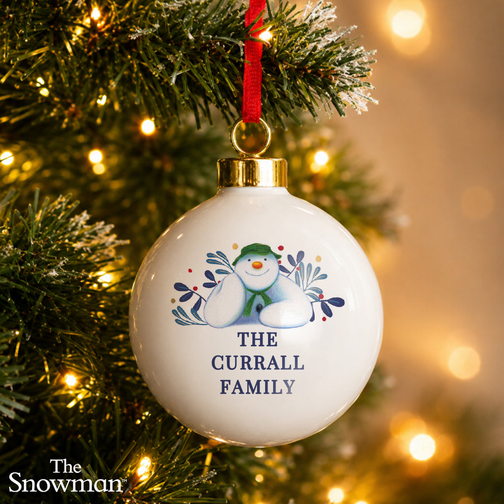 Personalised The Snowman Botanical Bauble with personalised text, view 5