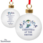 Personalised The Snowman Botanical Bauble with personalised text, view 4