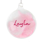 Personalised Pink Feather Glass Bauble with personalised text, view 4