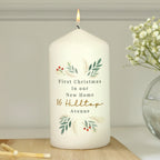 Personalised Christmas Foliage Pillar Candle with personalised text, view 6
