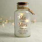 Personalised Mr & Mrs LED Glass Jar with personalised text, view 2