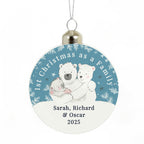 Personalised First Christmas as a Family Polar Bear Bauble with personalised text, view 3