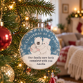 Personalised First Christmas as a Family polar bear bauble hanging on the tree