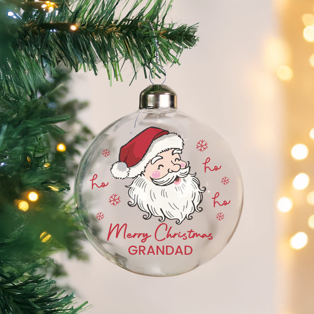 Personalised Santa Glass Bauble with personalised text, view 4