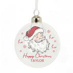 Personalised Santa Glass Bauble with personalised text, view 3