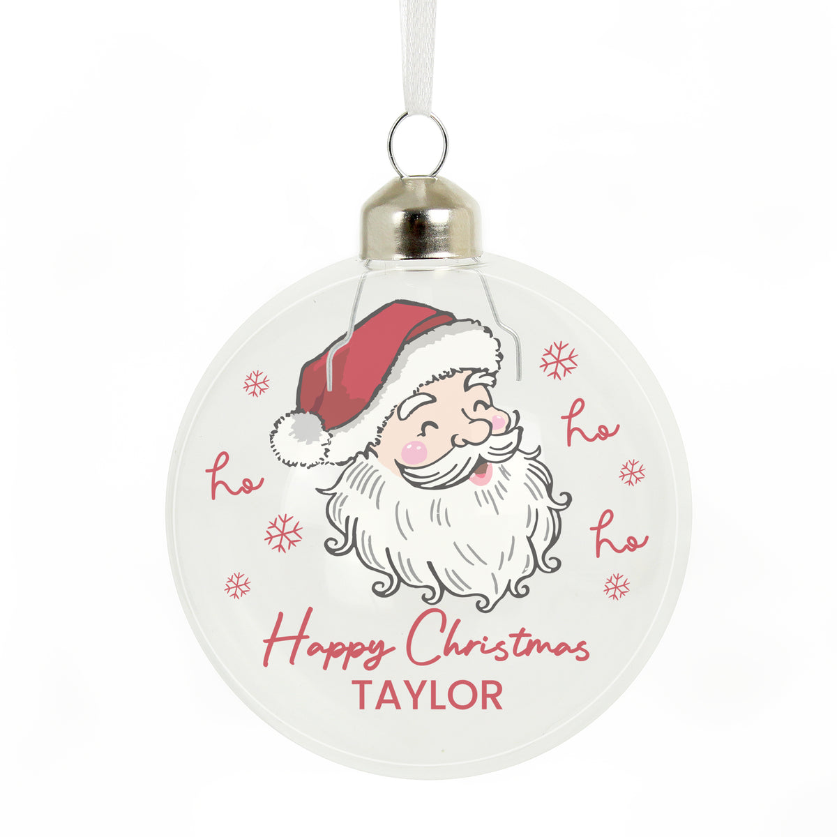 Personalised Santa Glass Bauble with personalised text, view 3