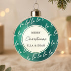 Personalised Fa La La Glass Bauble with personalised text, view 4