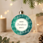 Personalised Fa La La Glass Bauble with personalised text, view 2