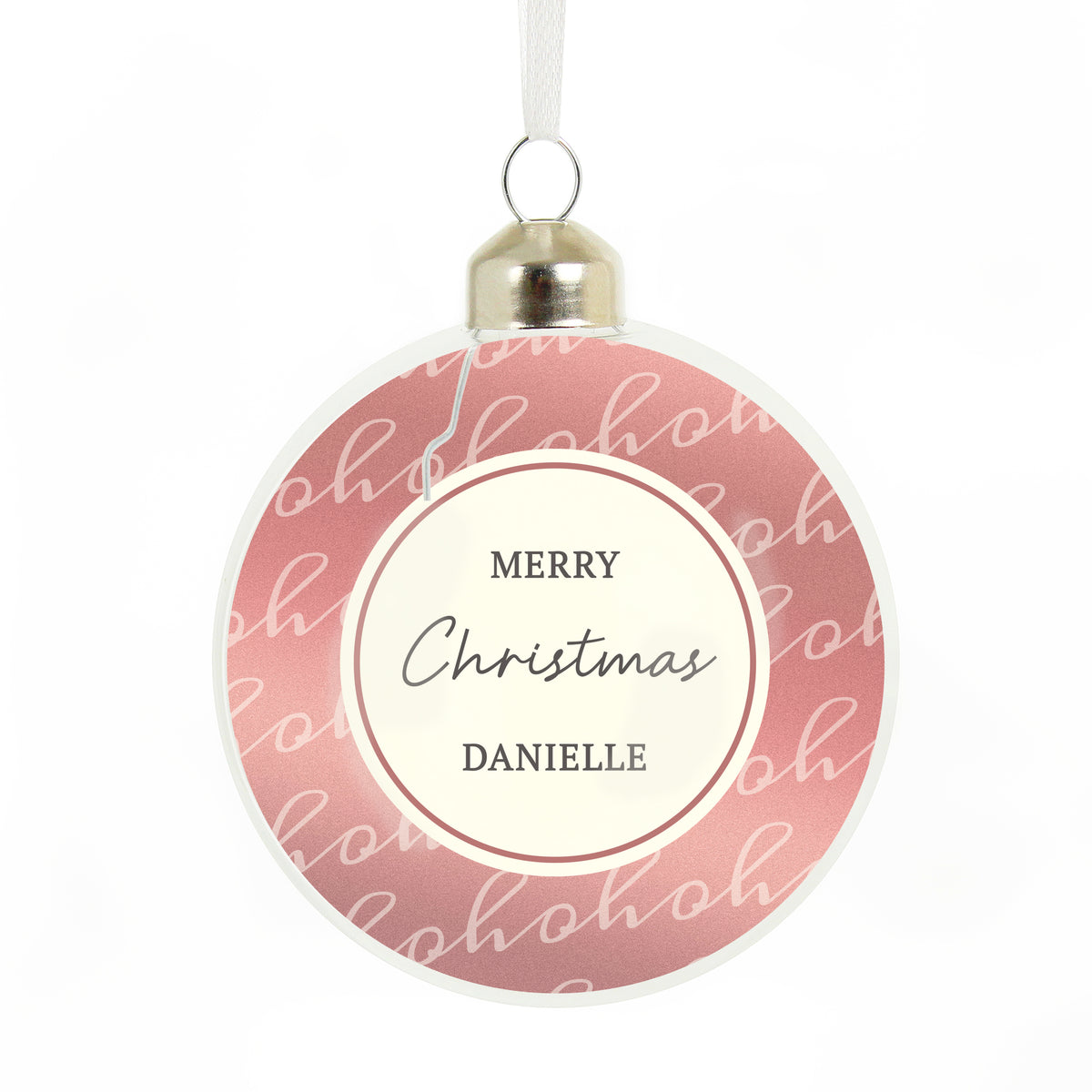 Personalised Ho Ho Ho Glass Bauble with personalised text, view 3