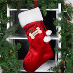 Personalised Dog Treats Red Christmas Stocking with personalised text, view 4