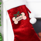 Personalised Dog Treats Red Christmas Stocking with personalised text, view 3