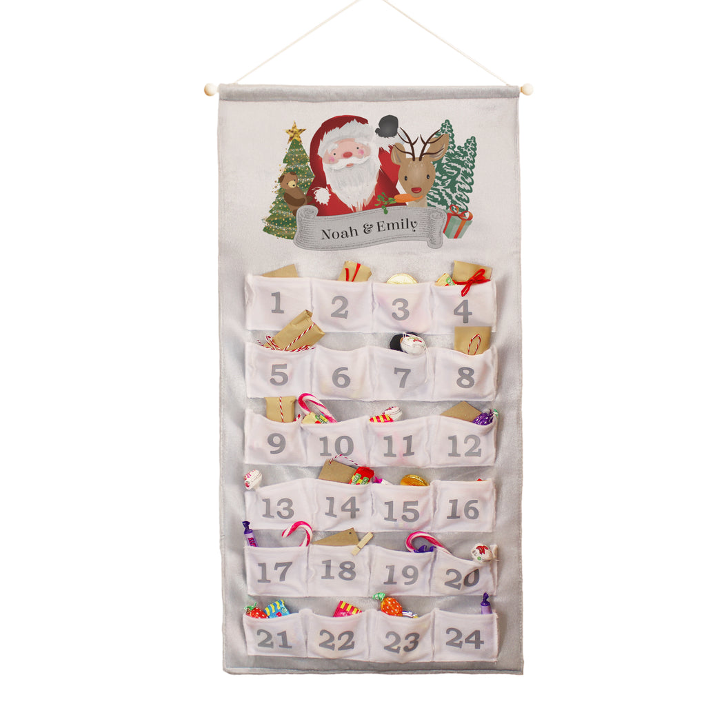 Personalised Santa Silver Grey Advent Calendar with personalised text, view 4