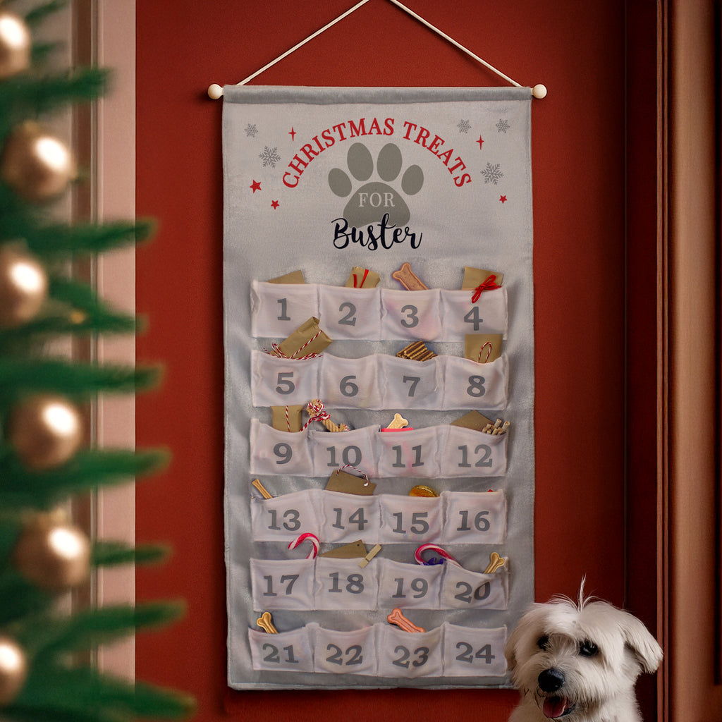 Personalised Pet Silver Grey Advent Calendar with personalised text, view 5