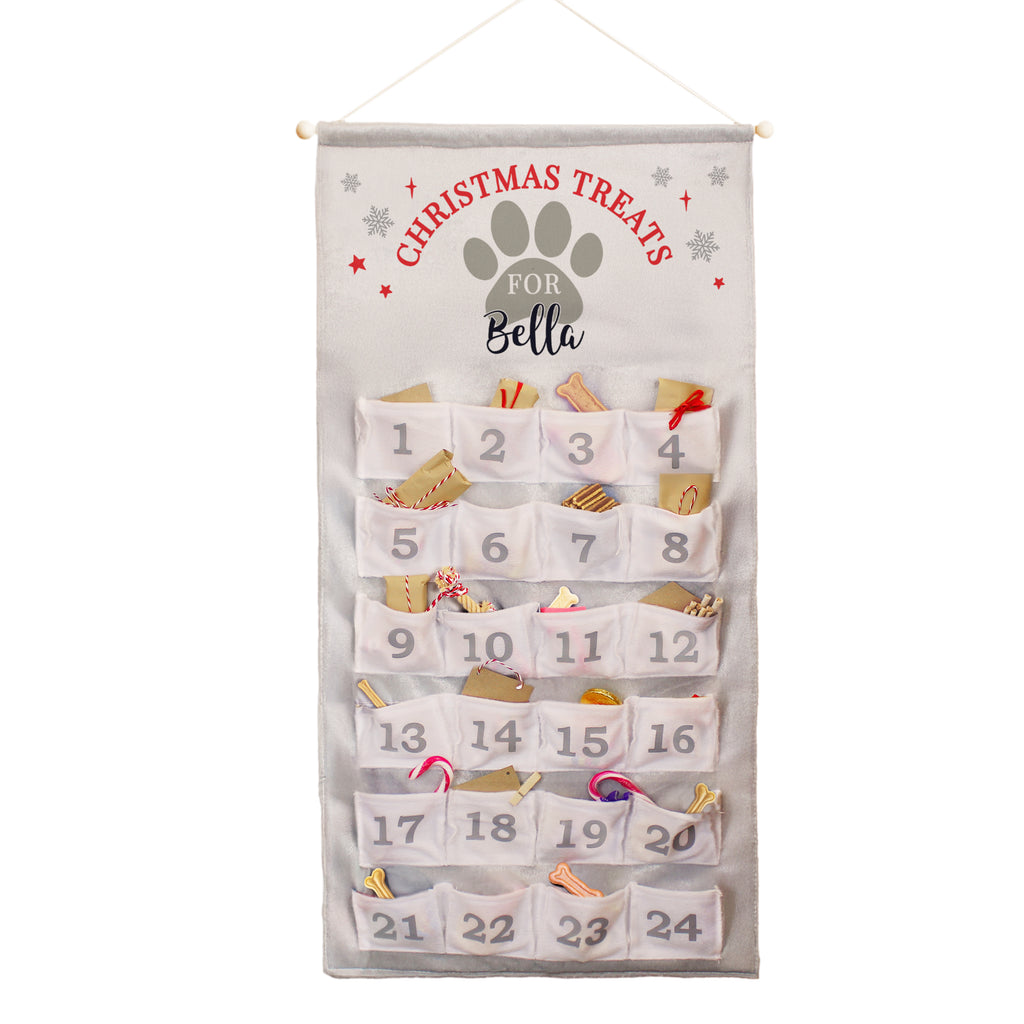 Personalised Pet Silver Grey Advent Calendar with personalised text, view 4