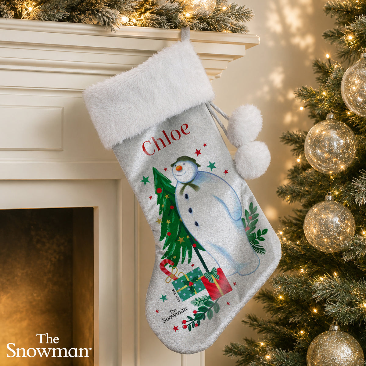 Personalised The Snowman Christmas Wishes Stocking with personalised text, view 2