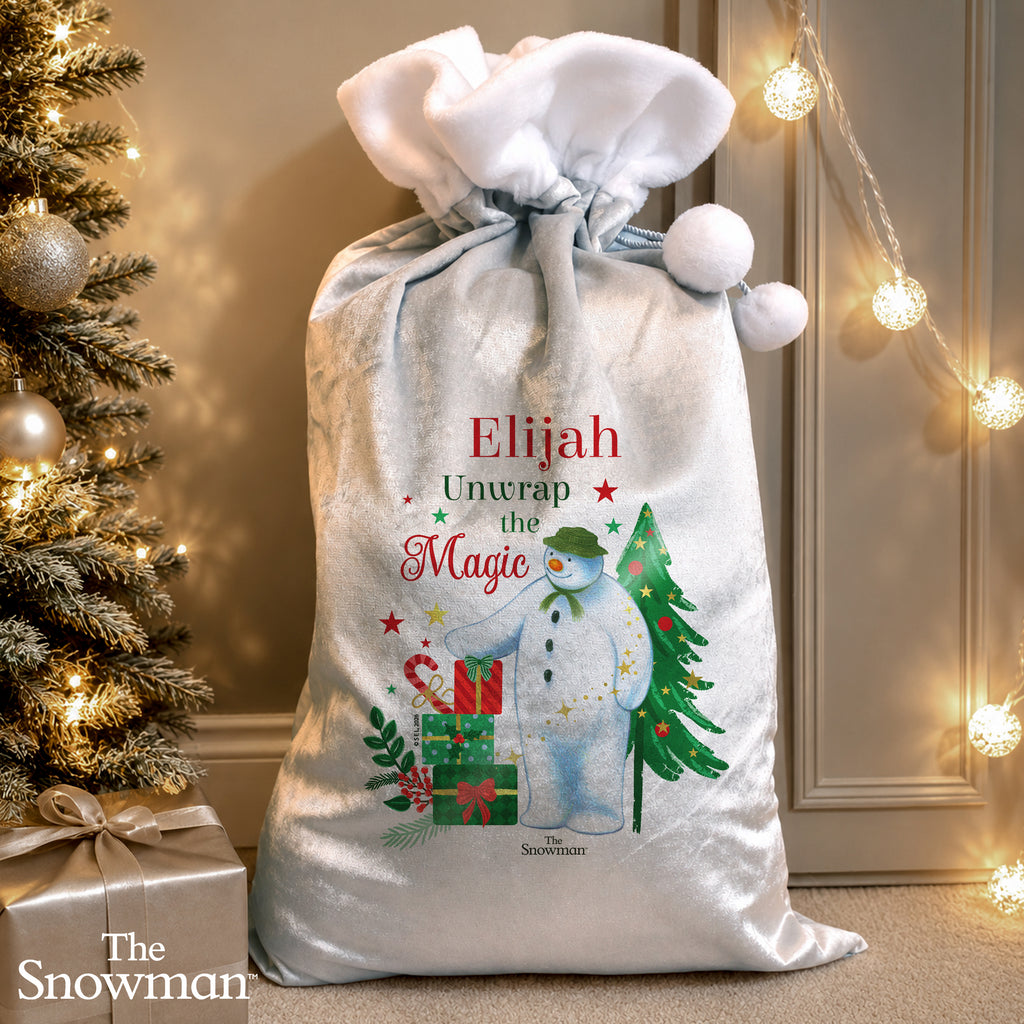Personalised The Snowman Christmas Wishes Sack with personalised text, view 4