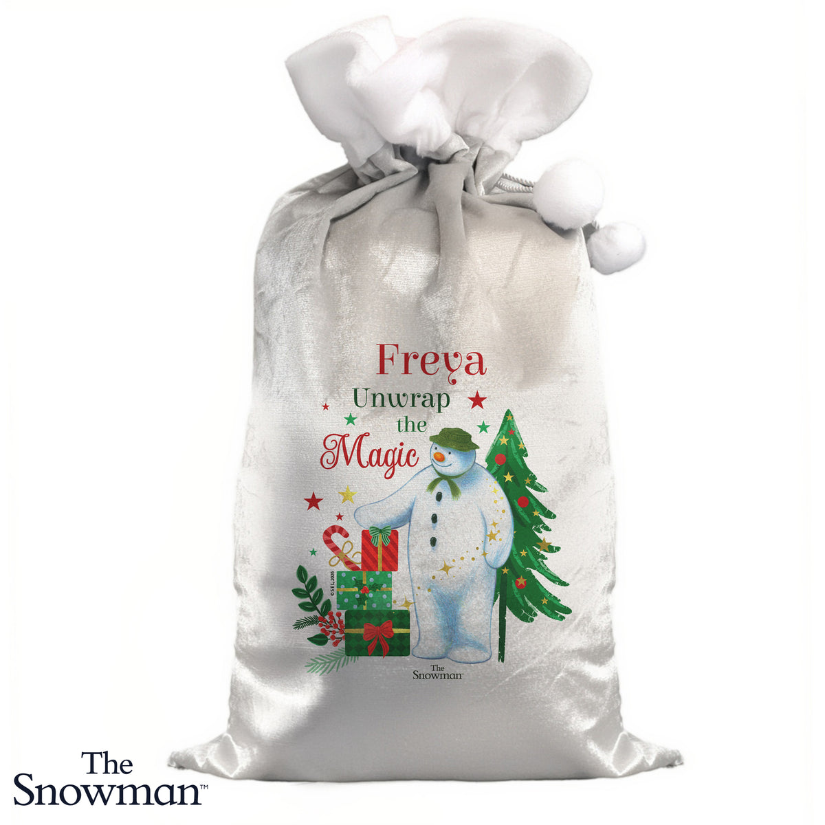 Personalised The Snowman Christmas Wishes Sack with personalised text, view 3