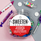 Personalised To Sweeten Your Day Sweet Jar with personalised text, view 2