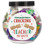 Personalised Cracking Teacher Christmas Sweet Jar with personalised text, view 3