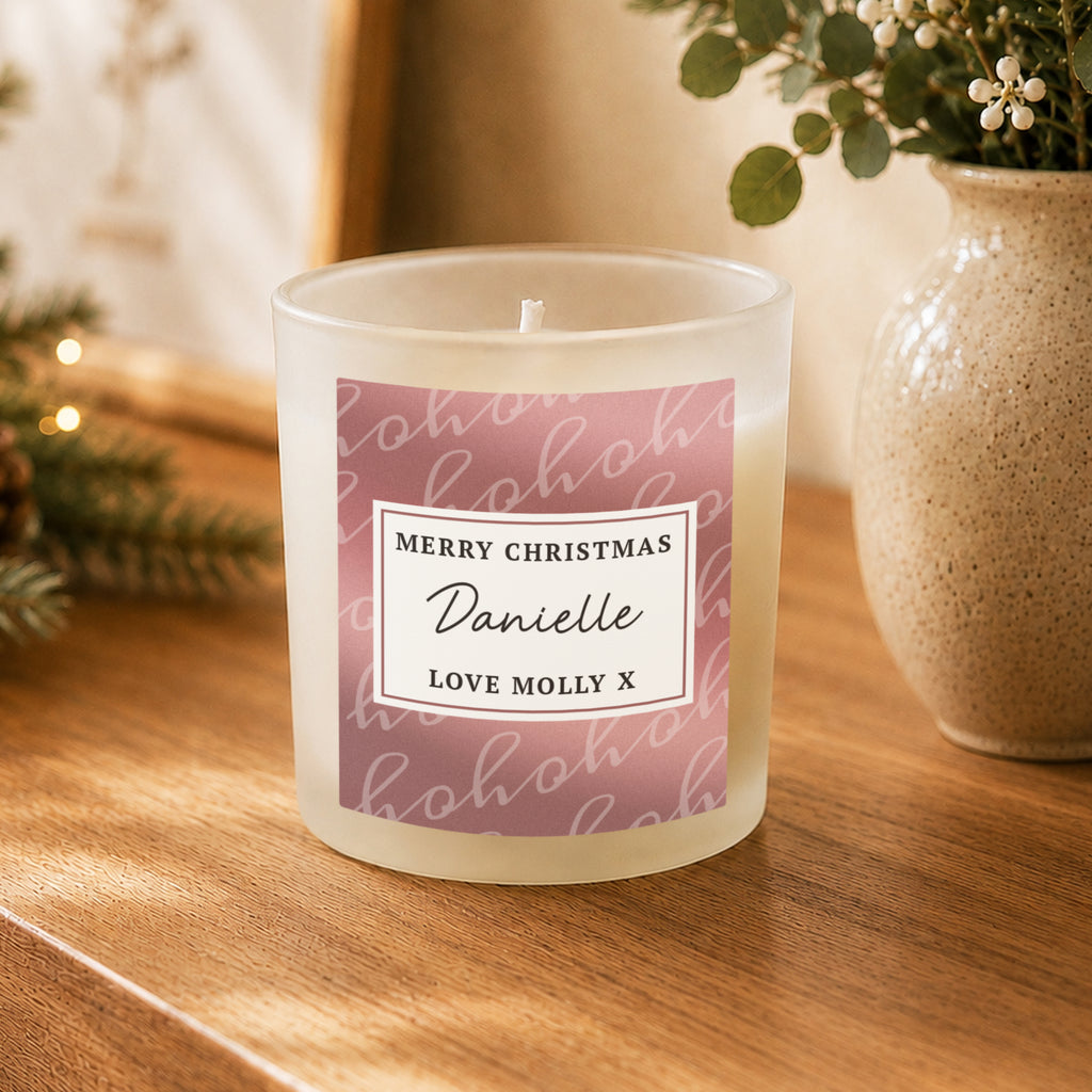 Personalised Ho Ho Ho Christmas Candle Jar with personalised text, view 4