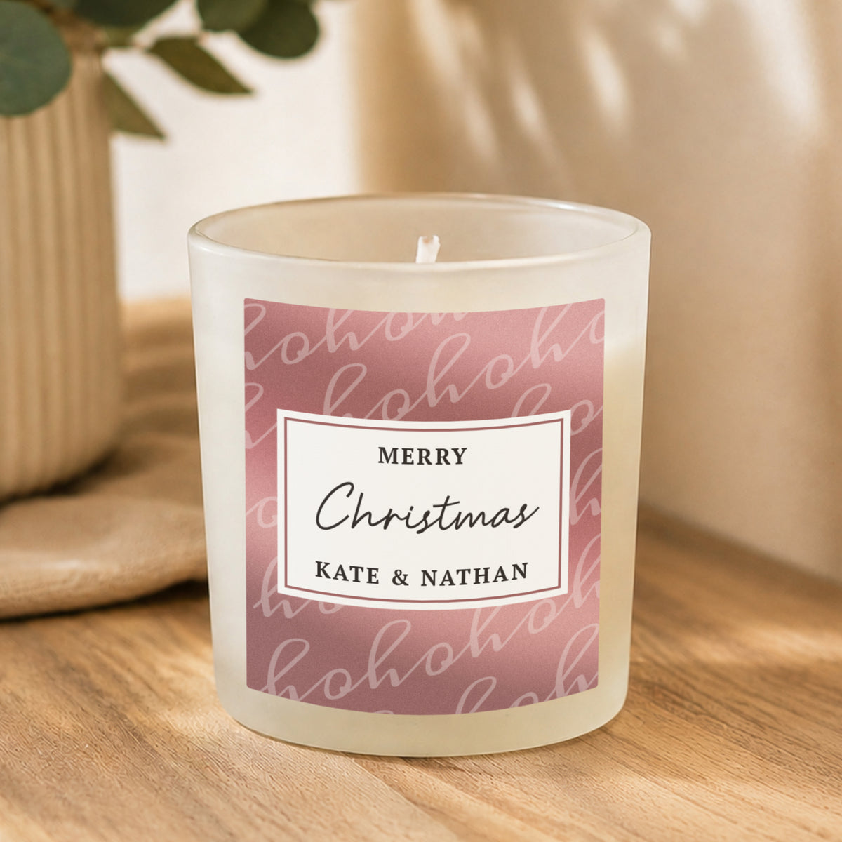Personalised Ho Ho Ho Christmas Candle Jar with personalised text, view 2