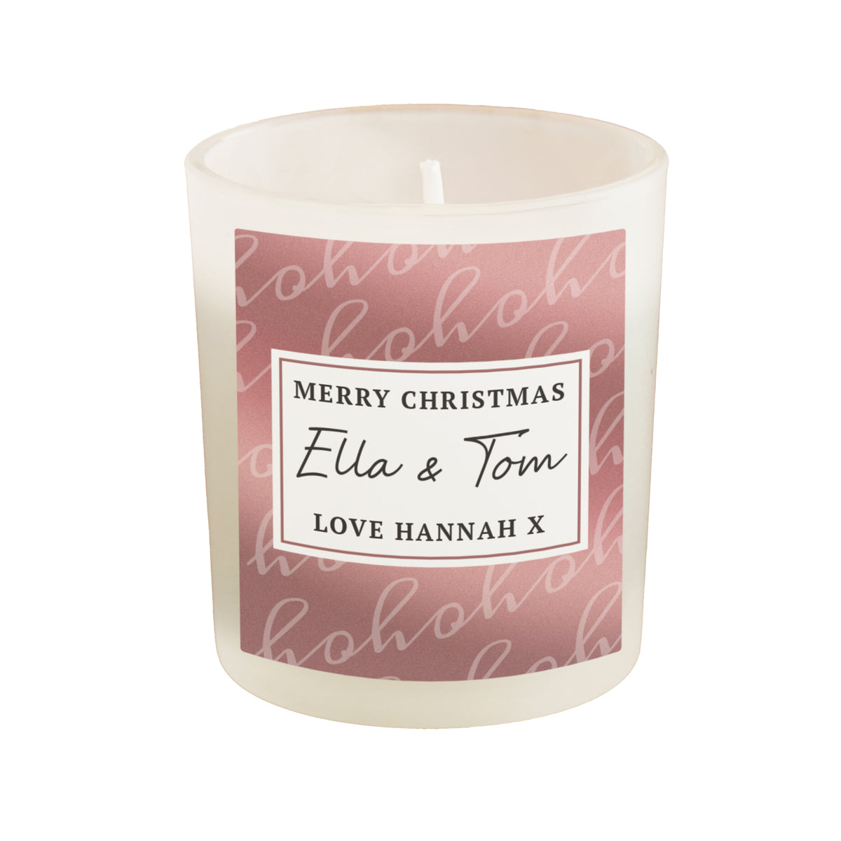 Personalised Ho Ho Ho Christmas Candle Jar with personalised text, view 3