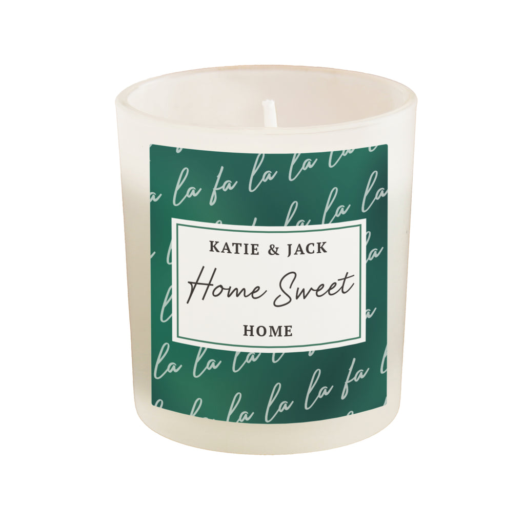 Personalised Fa La La Christmas Candle Jar with personalised text, view 3