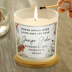 Personalised Robins Appear Memorial Candle Jar with personalised text, view 5
