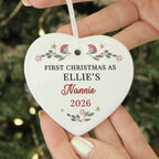 Personalised First Christmas as Grandparents Ceramic Heart Decoration with personalised text, view 2