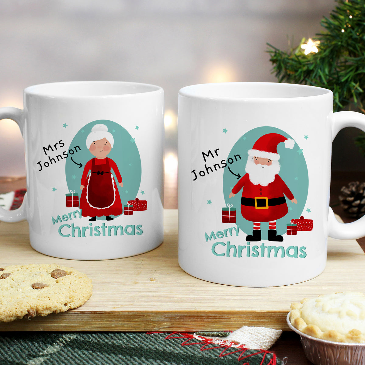 Personalised Mr & Mrs Claus Christmas Mug Set with personalised text, view 6