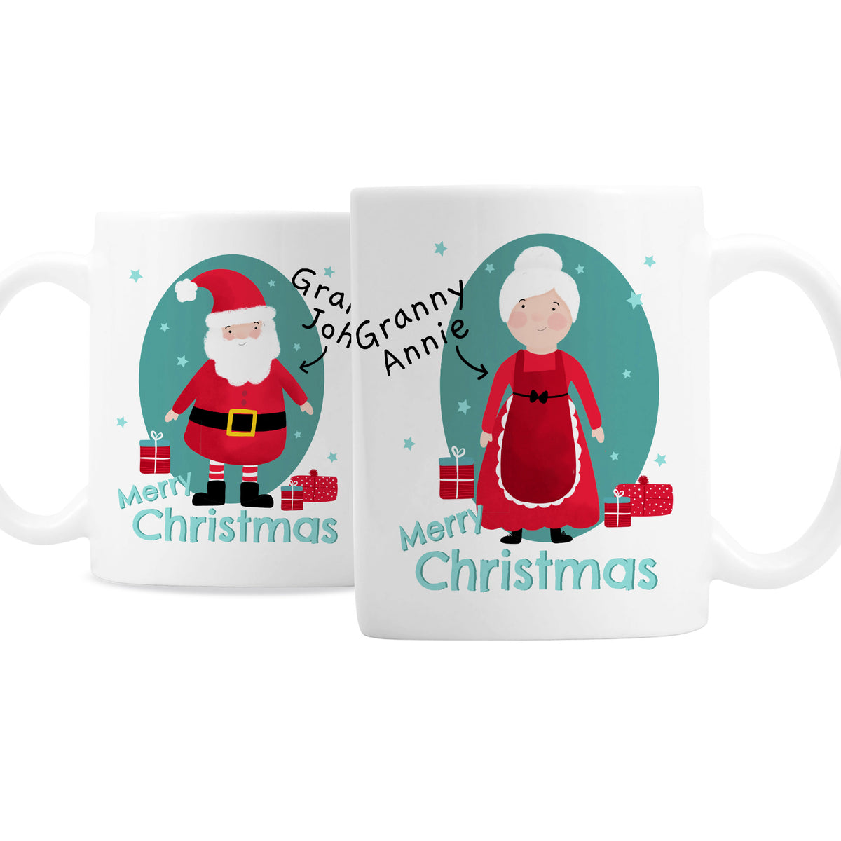 Personalised Mr & Mrs Claus Christmas Mug Set with personalised text, view 4