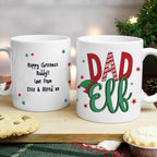 Personalised Dad Elf Christmas Mug with personalised text, view 3