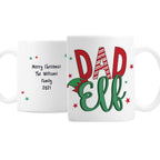Personalised Dad Elf Christmas Mug with personalised text, view 2