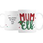 Personalised Mum Elf Christmas Mug with personalised text, view 2